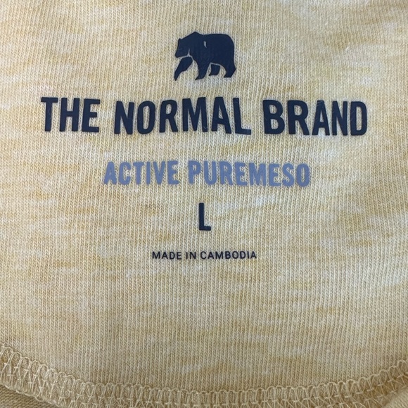 The Normal Brand NWT men’s size large polo shirt golden yellow and navy - Picture 8 of 9